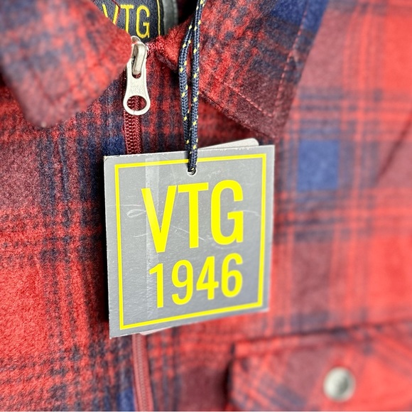 NWT - VINTAGE 1946 Men’s Zip Shirt Jacket Orange/ Blue - Picture 6 of 6